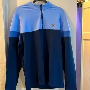 Men’s Original Penguin multi blue  quarter zip pullover size L!